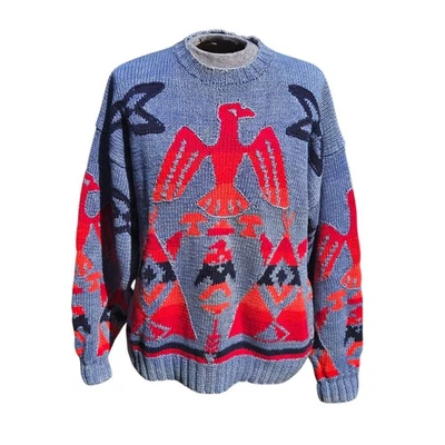 RARE VTG Tommy Hilfiger Classic Surplus Style Aztec Chunky Hand Knit Sweater M - Image 1 of 4