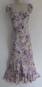 💜 PRECIS PETITE SIZE 16 Ladies Long Floral Silk Blend Maxi Dress Ref B - Picture 1 of 8