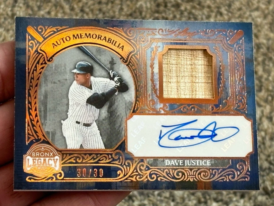 David Dave Justice 2025 Leaf Bronx Legacy Bat Relic Auto Bronze 30/30 - Image 1 of 2