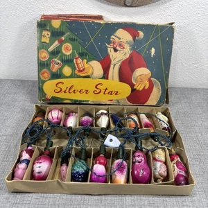 INCREÍBLE VINTAGE Silver Star ÁRBOL DE NAVIDAD LUCES ADORNOS LITOGRAFÍA CAJA LÁMPARAS Set - Imagen 1 de 8