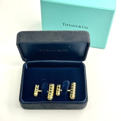 TIFFANY & CO Paloma Picasso Heavy Groove Cuff Links In Solid 18K Yellow Gold - Image 1 of 4