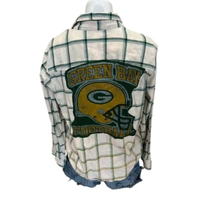 Green Bay Packers Plaid Flannel Button Down Shirt XXL - 18 Kids Football Unique - Picture 1 of 6