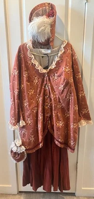 Prairie Pioneer Costume – 4X Plus Size 4-Piece Set (Jacket, Skirt, Bonnet, Bag) - Image 1 of 4