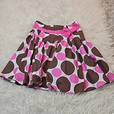 Mini Boden Girls Pink and Brown Polka Dot A-line Skirt Girls size 4-5 - Image 1 of 4