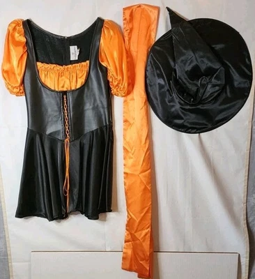 Halloween Costume Sexy Witch Faux Leather Hocus Pocus Size Medium - Image 1 of 4