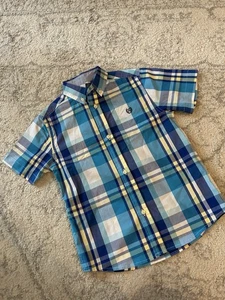 Chaps Boys Plaid Sz XS 6 7 Short Sleeve Button Down Shirt Dressy Preppy School - Picture 1 of 7