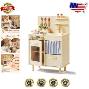 Kompaktes Küchenspielset aus Holz mit Zubehör, ideal für kreative Kinder ab 3+ Jahren - Bild 1 von 9
