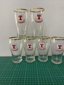 6 TENNENTS LOGO BEER GLASSES - Picture 1 of 6