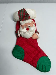 Vintage Nylon Fallschirm Puffy Weihnachtsmann Weihnachtsstrumpf - Bild 1 von 9