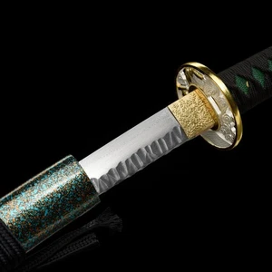 Handmade Japanese Samurai Sword Katana Damascus Steel Blue Black Lacquer Saya Zi - Picture 1 of 8