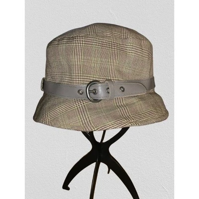 Sombrero de cubo a cuadros GAP marrón beige gris a cuadros acento con cinturón S/M Foto 1 de 4