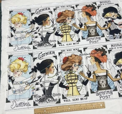 She Who Sews Riley Blake Seamstresses 10 Ladies J Wecker Frisch Cotton Fabric - Image 1 of 4