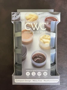 Cook With Color Plastic Containers Screw Lids Sauces Snacks 8 pc Mini Round CWC - Picture 1 of 5