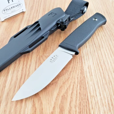 Fallkniven F1 Fixed Knife 4" Satin Elmax Steel Blade Black Thermorun Handle - Image 1 of 4