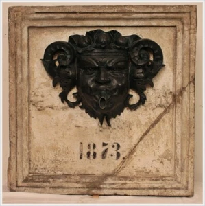 Brunnen Stein Sandstein Schlesien Maskaron Satyr Faun 1873 - Bild 1 von 12