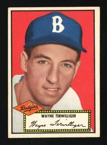1952 TOPPS #7 WAYNE TERWILLIGER EM BLACK BACK RARE PINK BACKGROUND COLOR DODGERS - Bild 1 von 2