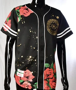 BASEBALLTRIKOT HERREN MIT BLUMENPRINT - SCHWARZ - Bild 1 von 3