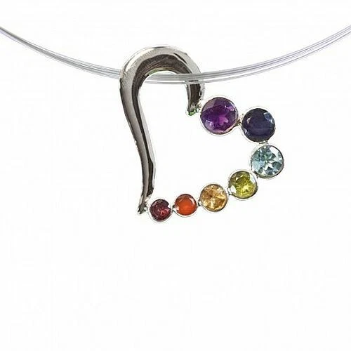 Gioiello Collana Preziose Chakra Cuore Argento Granato Corniola Citrino Topazio - Immagine 1 di 1