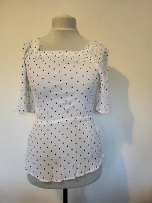 Marks & Spencer Square Neck White Top With Black Polka Dots, Size 12 BNWT M&S - Image 1 of 4