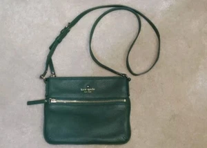 Refreshing Forest Green Kate Spade New York Leather Crossbody Bag Adjustable - Picture 1 of 13