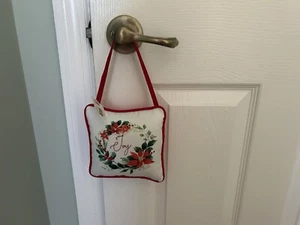 Transpac Fabric Emroidered Mini Pillow Hanging Decor, Joy, NWT - Picture 1 of 2