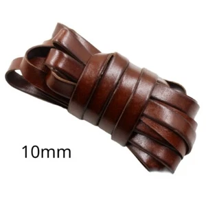 10M DIY Genuine Cow Hide Leather Wide Flat Cord Rope Strips Straps String Crafts - Picture 1 of 21