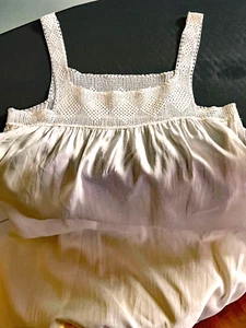 Antique Girl’s Nightgown w/ Lace Decoration, Crochet Bodice & Straps  XX8 - Picture 1 of 10