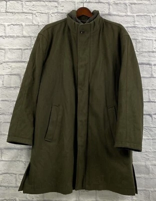 Paul Stuart Men's Schurwolle Cashmere Blend Green Short Overcoat Sz 46 XL - Image 1 of 4