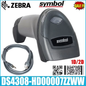 Zebra Symbol DS4308-HD00007ZZWW 2D Handheld Laser Barcode Scanner With USB Cable - Picture 1 of 8
