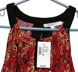 Cleo Woman Dress Size 12 Red Gold Black Sleeveless Party Wear NWT Sold Out - Bild 1 von 11