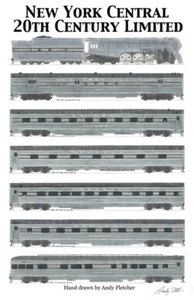 Póster New York Central 20th Century Limited 11""x17"" firmado por Andy Fletcher - Imagen 1 de 1