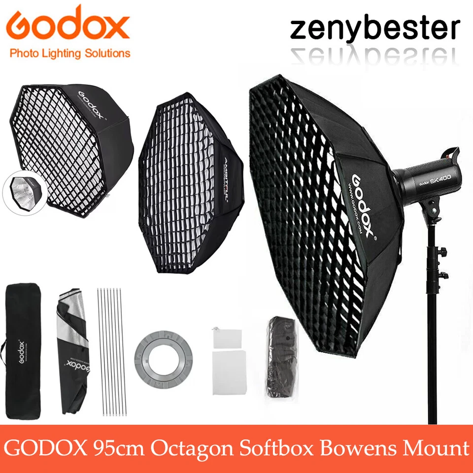 US Godox 95cm Octagon Softbox Diffuser Bowens Speedring For Studio Strobe Flash - Image 1 of 4