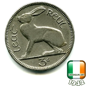 Eine irische Threepence Münze von 1942, 83 Jahre alt! - Bild 1 von 2