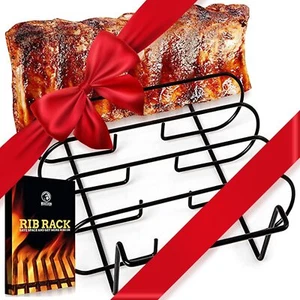 BBQ Rib Racks for Smoking, Gas Smoker or Grill, Sturdy & Non Stick Standing f... - Picture 1 of 5