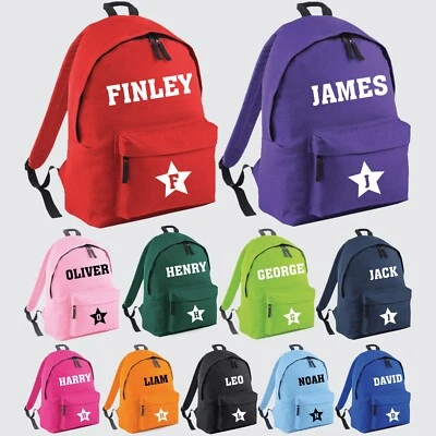 U&S CLOTHING Personalised School Backpack Star Printed Unisex Kids Custom Name Rucksack Bag