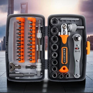 38Pc Hand Tool Set Mechanics Kit Socket Wrench Screwdriver Household Repair Tool - Picture 1 of 8