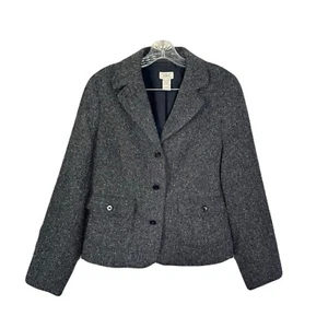 Chaqueta Blazer LL Bean Mujer Talla S Reg Tweed Lana Gris #sh3 - Imagen 1 de 7