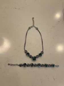 BRIGHTON Necklace and Bracelet Set. Blue-ish “Stone” On Silver-Tone. NEW. - Picture 1 of 8