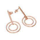 Rose Gold Plated Sterling Silver Bar And Circles Drop Stud Earrings