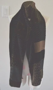 SUMMER TOMPKINS Bufanda de Seda 60" x 9" NEGRO/MARRÓN Patrón Estampado Animal - Imagen 1 de 4