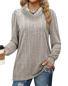 Womens Sweaters Fall 2024 Ladies Turtleneck Pullover Sweater for Work Cowl Ne... - Picture 1 of 6