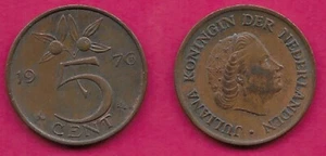 NETHERLANDS KINGDOM 5 CENT 1976 XF QUEEN JULIANA FACING RIGHT,DENOMINATION,DIVID - Picture 1 of 1