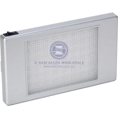 12 Volt LED Interior Light Grey Rectangular + switch Marine, Caravan, Motorhome - Image 1 of 2