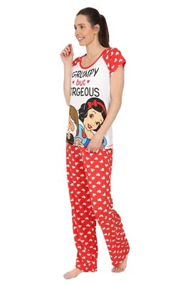 Disney Snow White Dwarfs Grumpy But Gorgeous Ladies Long Cotton Pyjamas