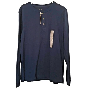 St Johns Bay blue long sleeve henley L cotton nwots - Picture 1 of 3