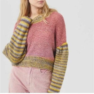 Urban Outfitters Lennon Crop Sweater Womens Size SMALL Puff Sleeves Boho - Picture 1 of 9