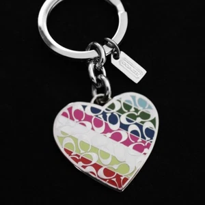 NUEVO COACH Multi Legacy Rayas Firma Corazón Llavero Llavero Llavero NUEVO - Imagen 1 de 3