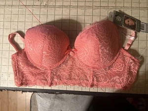 Daisy Fuentes Bra Size 36C Push Up Bra Longline Lace Pink NWT - Picture 1 of 6