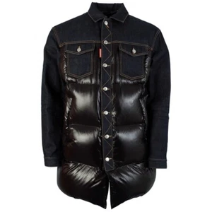 DSQUARED2 Runway Denim Panel Duck Down & Feather Puffer Jacket Coat - Picture 1 of 11