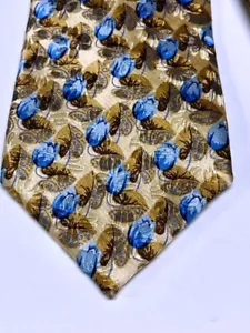 Ermenegildo Zegna Disegno Esclusivo Blue Tulip/Brown Leaf Silk Necktie 59"X3.75" - Picture 1 of 7